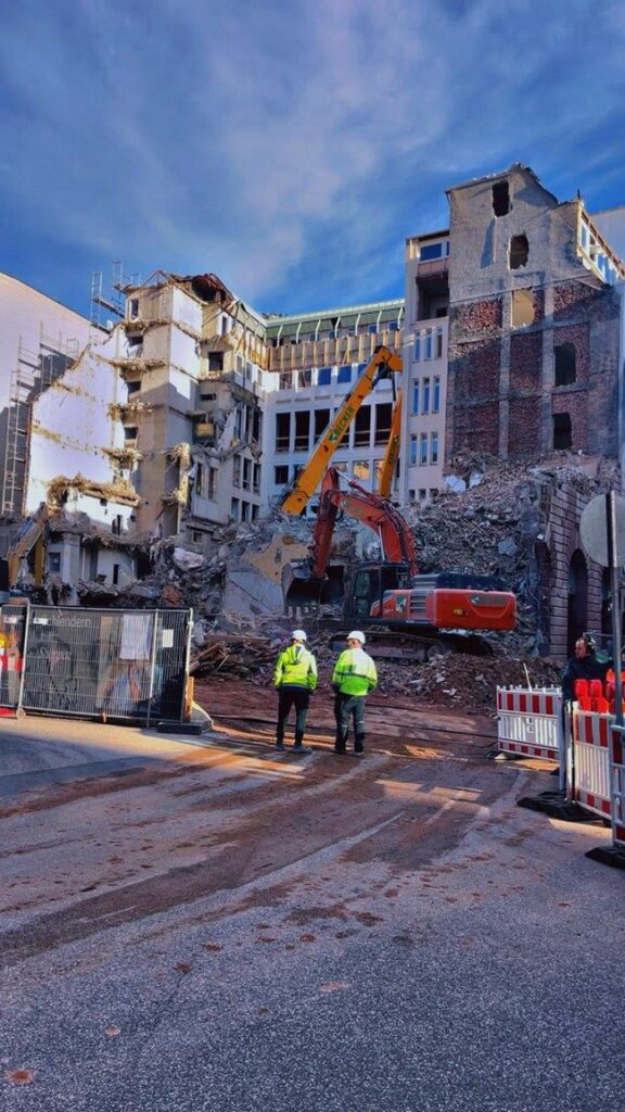 Demolition works and disposal of materials in progress