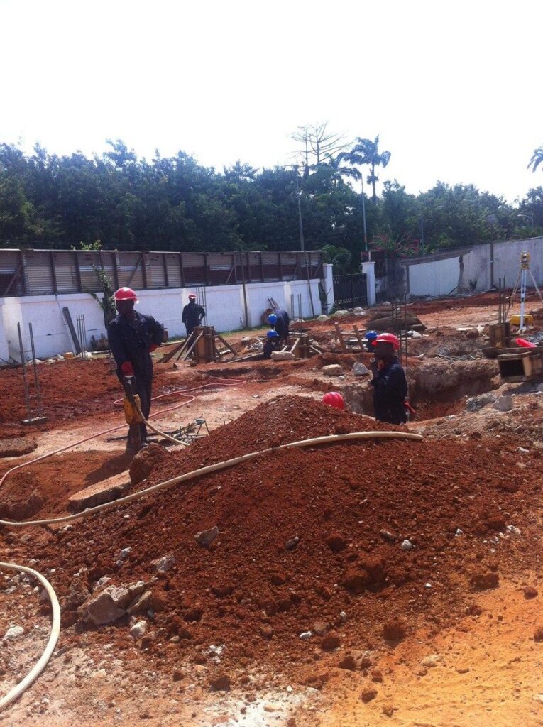 Ground breaking and earthworks at the start of a residential development