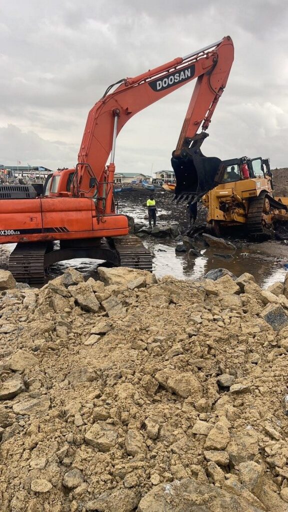 Shore protection and land reclamation works at the coast